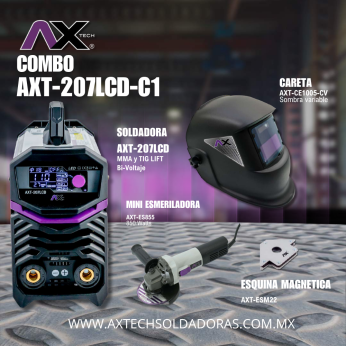 AXT-207LCD-C1 COMBO SOLDADORA INV 200A BI VOL, CON CARETA ELEC AXT-CE1005, ESMERILADORA AXT-ES855, Y ESQ MAGNETICA22