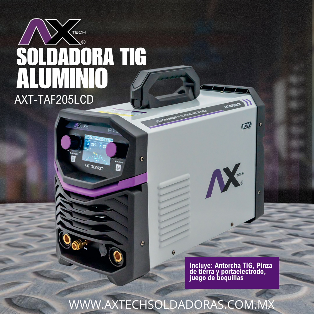 AXT-TAF205LCD SOLDADORA INVERSOR TIG HF AC/DC Y ELECTRODO BI VOLTAJE 200 A. ESPECIAL PARA SOLDAR ALUMINIO