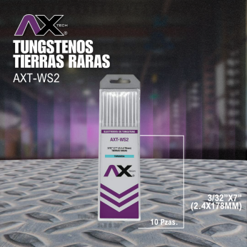 AXT-WS2 TUNGSTENOS TIERRAS RARAS COLOR TURQUESA 3/32″x7″, PAQ. 20Pzs