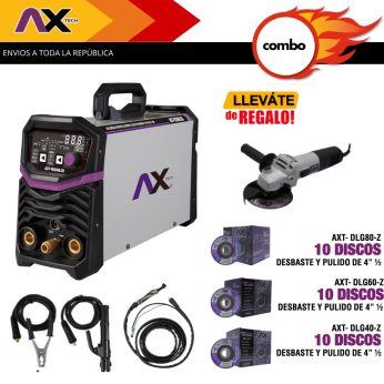 AXT-TH200LCD-C2 COMBO SOLDADORA INVERSOR TIG HF 200A CON ESMERILADORA 850W DE REGALO Y 30 DISCOS LAMINADOS GRANO 40 60 Y 80
