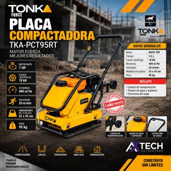 TKA-PCT95RT PLACA COMPACTADORA 7HP MOTOR RATO, 18KN DE FUERZA