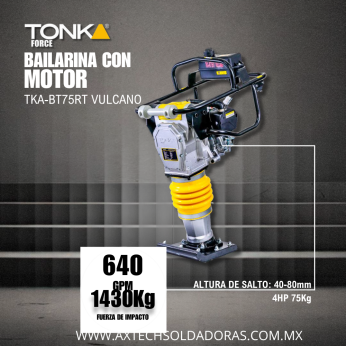TKA-BT75RT VULCANO BAILARINA 75KGS MOTOR RATO 4.5HP, 1,430Kgs DE FUERZA DE IMPACTO
