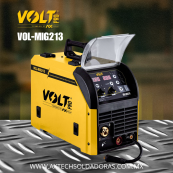 VOL-MIG213 SOLDADORA INVERSOR MIG GAS NO GAS/MMA 200A, 110V, ROLLO 1-5KG