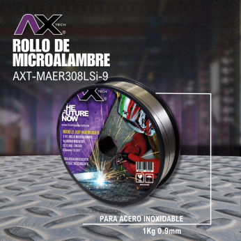AXT-MAER308LSi-9 ROLLO DE MICROALAMBRE PARA ACERO INOXIDABLE 1KG 0.9MM