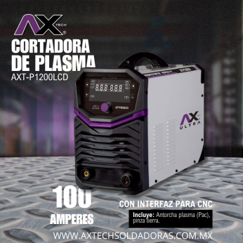AXT-P12100LED CORTADORA DE PLASMA INVERTER 25-100A, MULTIFASE y MULTIVOLTAJE CON ANTORCHA PMX105