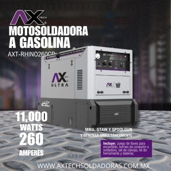 AXT-RHIN0260CD MOTOSOLDADORA A GASOLINA INVERTER 260 AMPS 11,000 WATTS GENERADOR