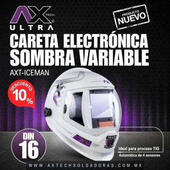 AXT-ICEMAN CARETA ELECTRÓNICA DE SOMBRA VARIABLE OPTICA 1 / 1 / 1/ 2 PROTECCION DIN16 USO SOLDAR-ESMERILAR y CORTE