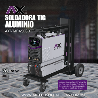 AXT-TAF320LCD SOLDADORA INVERSOR TIG HF CD/CA Y ELECTRODO BI VOLTAJE 320 A P/ALUMINIO
