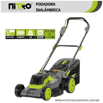 NIT-PB17-2 PODADORA 2 BATERIAS 43cm, 17" CON BOLSA RECOLECTORA 50Lts