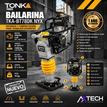 TKA-BT78DK NYX BAILARINA 75KGS MOTOR DINKING 4HP, 1,430Kgs DE FUERZA DE IMPACTO