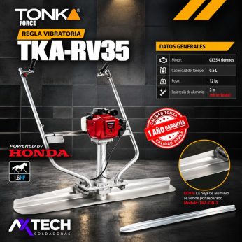 TKA-RV35 REGLA VIBRATORIA DE HOJA DUAL DUO SCREED, CON MOTOR HONDA GX-35 4 TIEMPOS